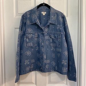 Women’s Christopher and Banks distressed denim jacket size XL